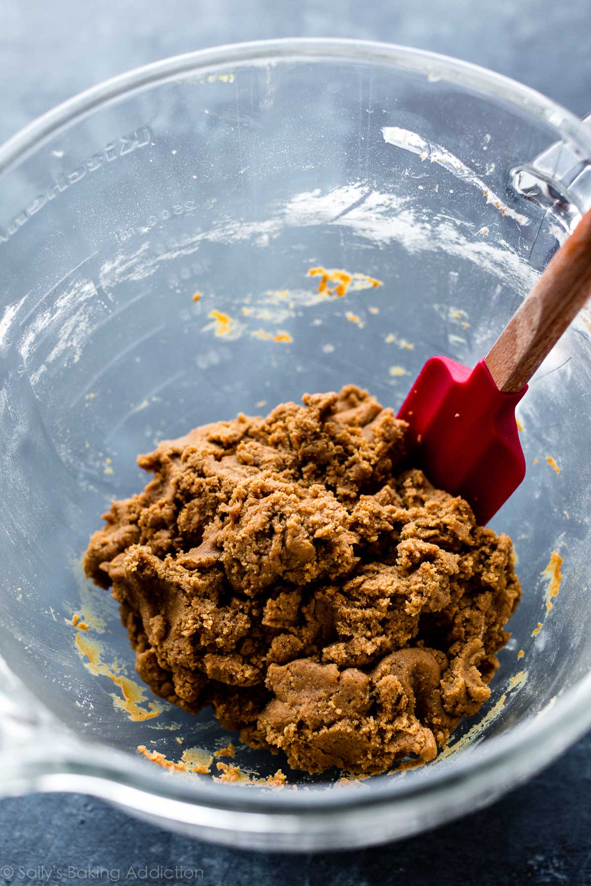 cinnamon brown sugar cookie dough in glass bowl