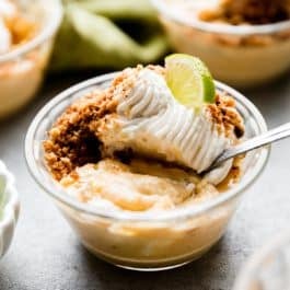 upside down key lime pie in custard cup