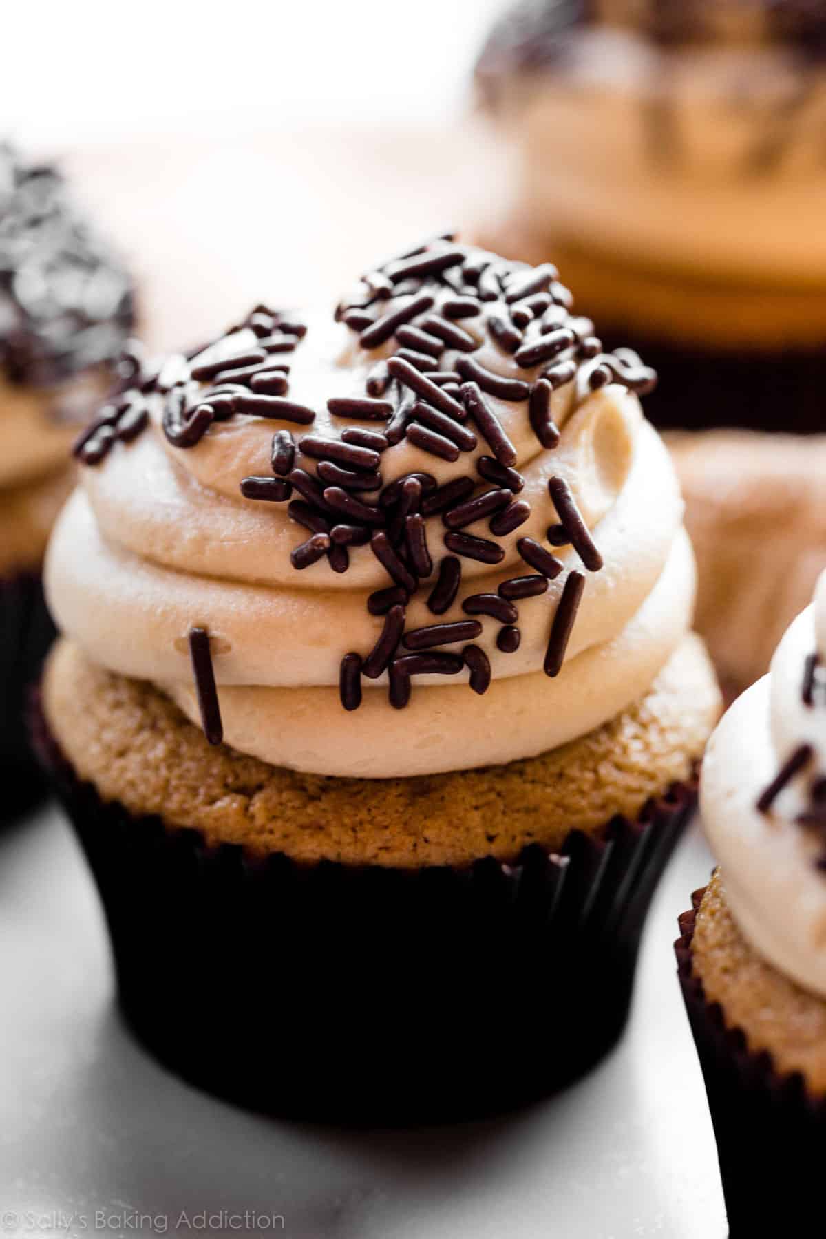 Baileys coffee cupcake with chocolate sprinkles on top