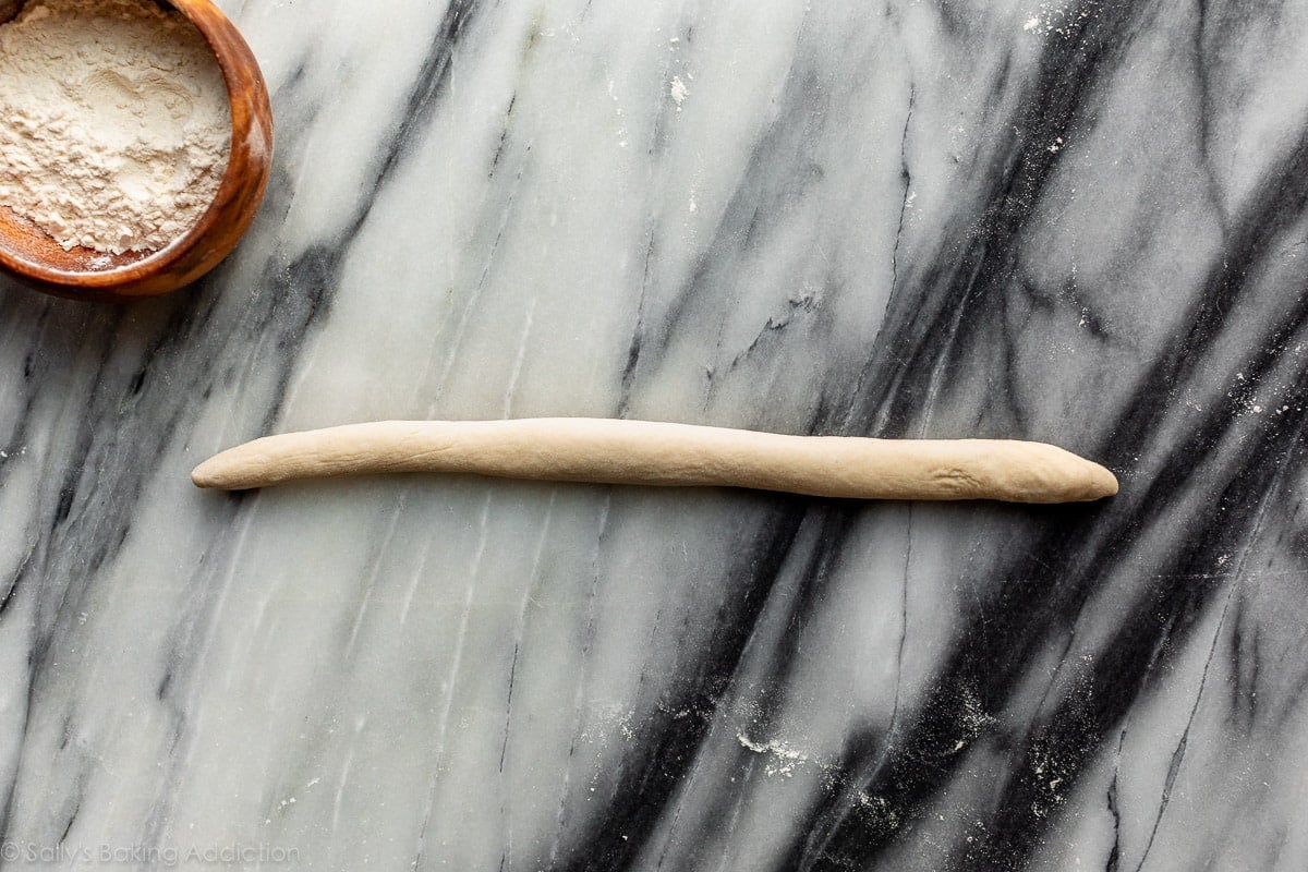 dough shaped into 14 inch rope