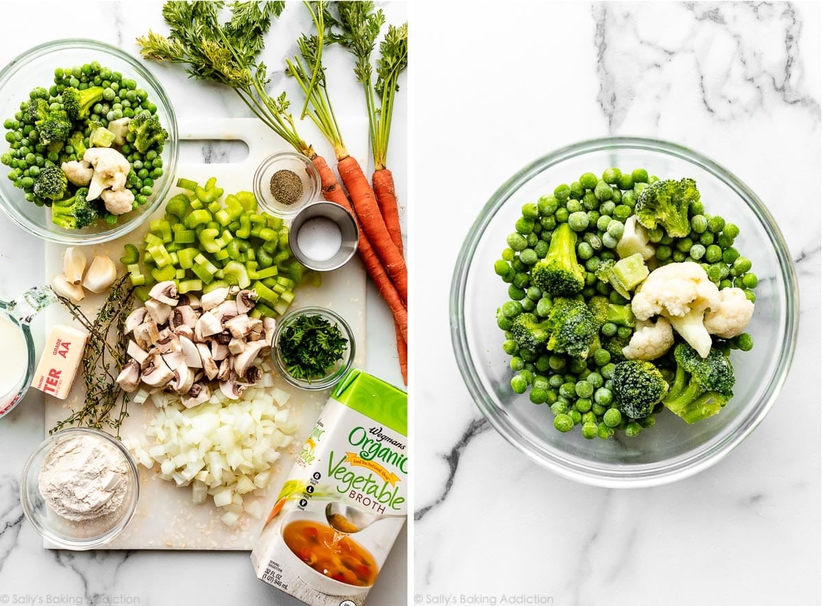 vegetables, vegetable broth, herbs, and other ingredients