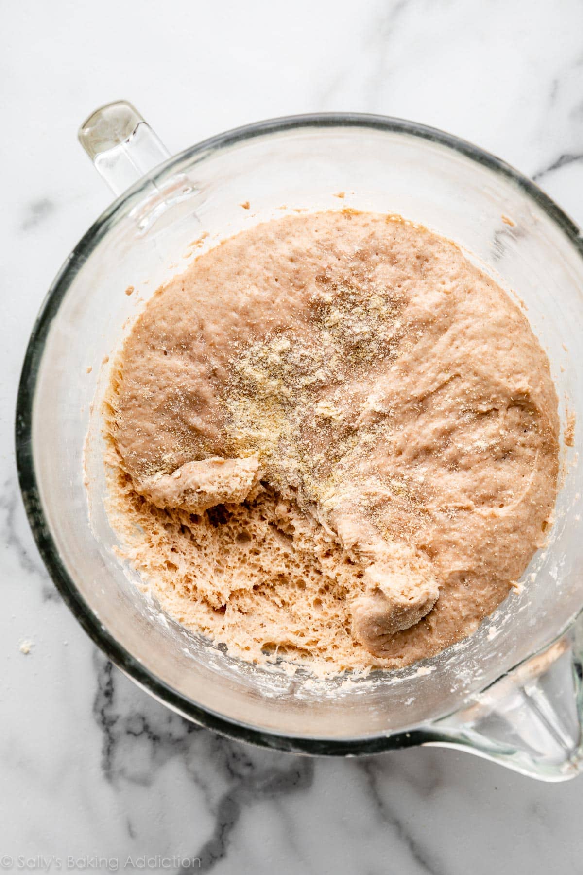 English muffin wheat dough after rising