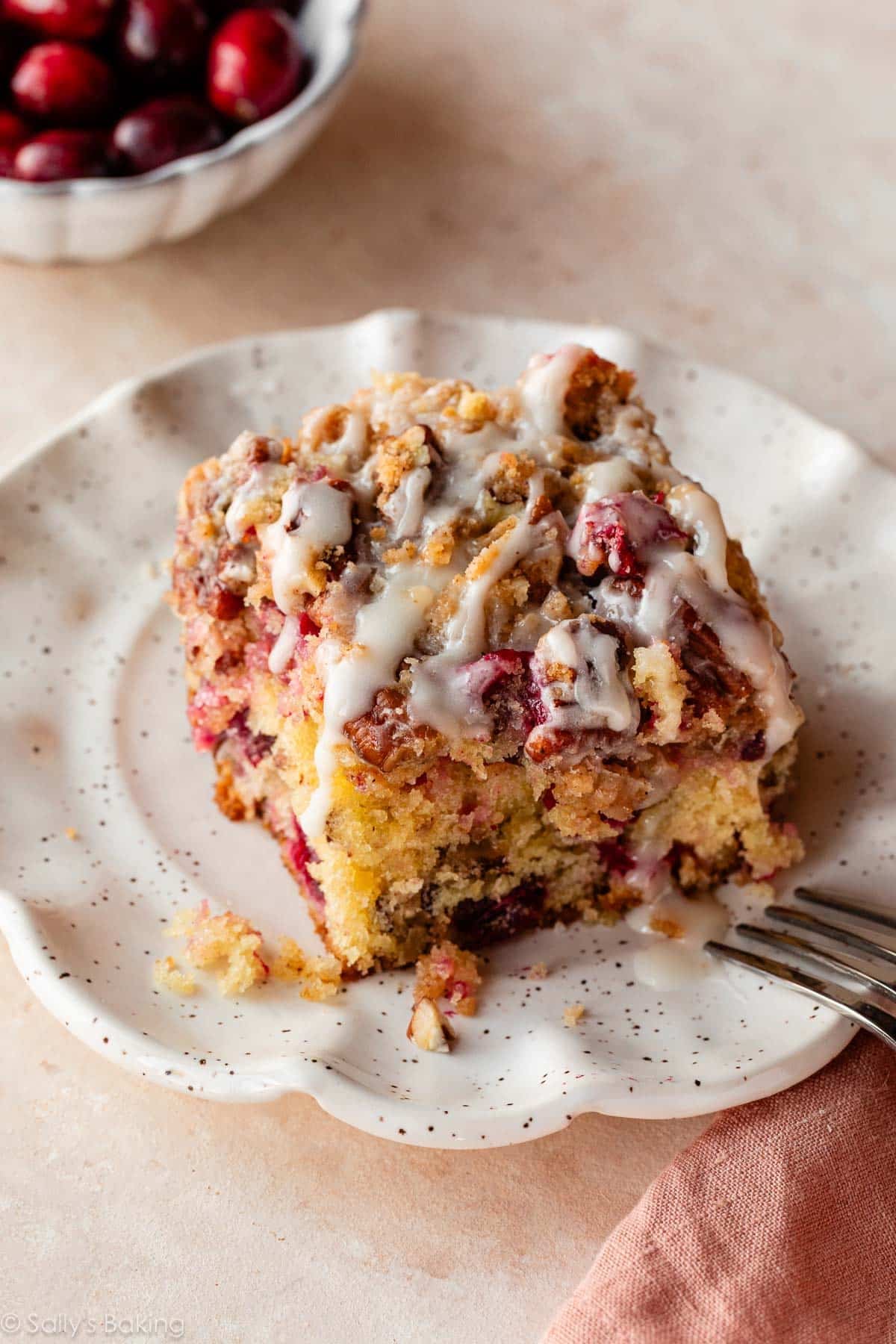 cranberry pecan crumb cake.