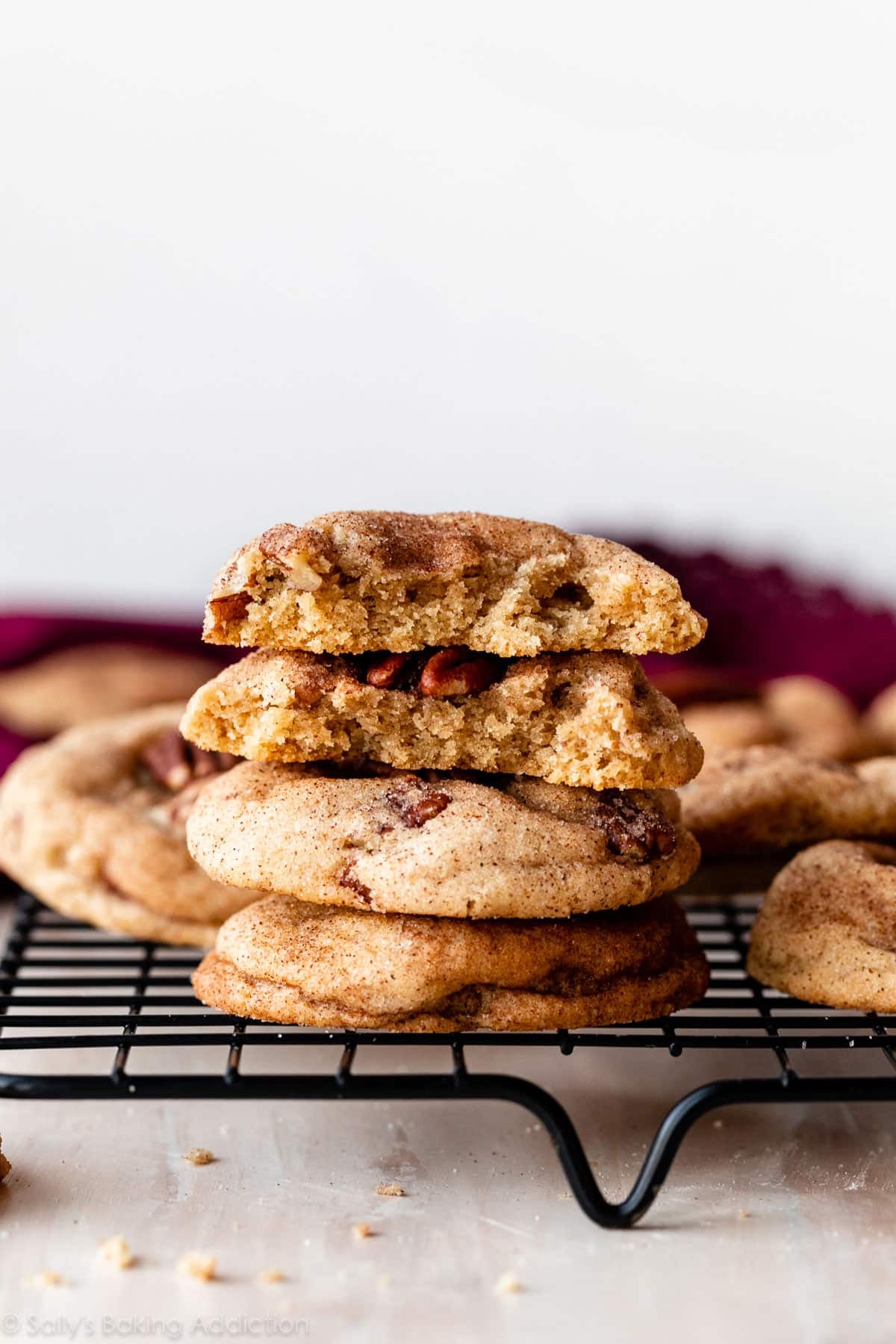 stack of maple pecan snickerdoodles