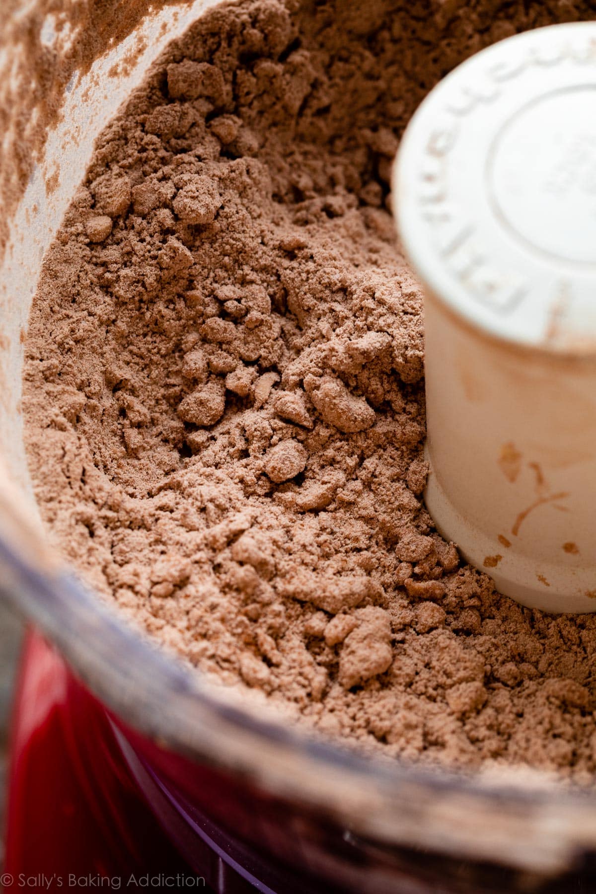 dry chocolate pie dough ingredients mixed with butter