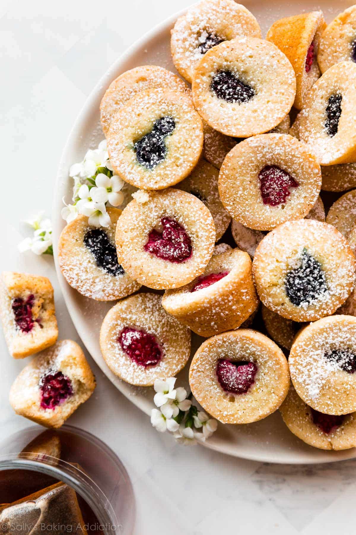 berry tea cakes on white plate