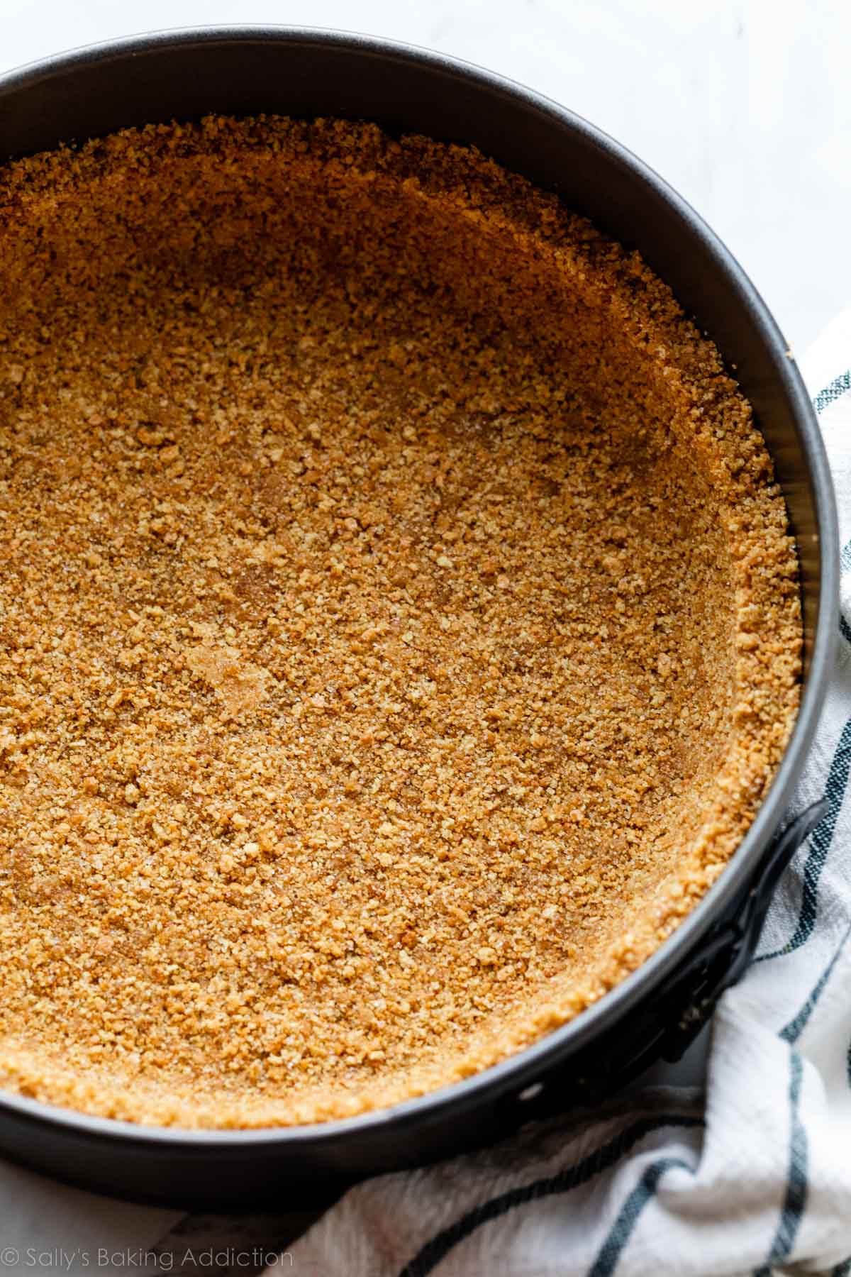 graham cracker crust pressed into springform pan.