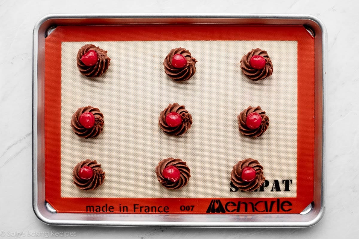 chocolate cherry cookies before baking.