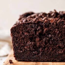 close-up of double chocolate banana bread interior.