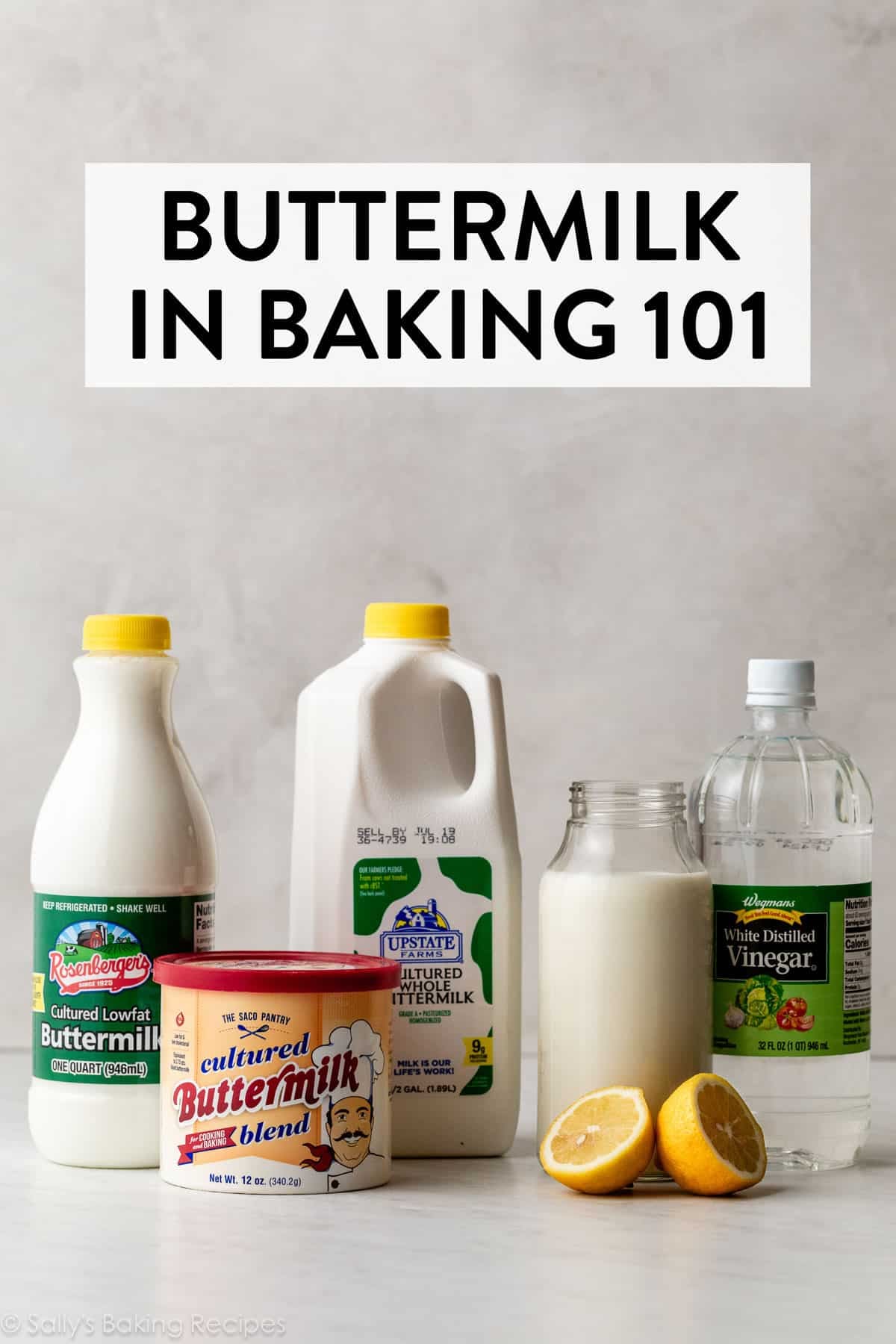 buttermilk cartons with powdered buttermilk, lemon, and regular milk.
