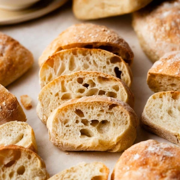 sliced ciabatta bread.