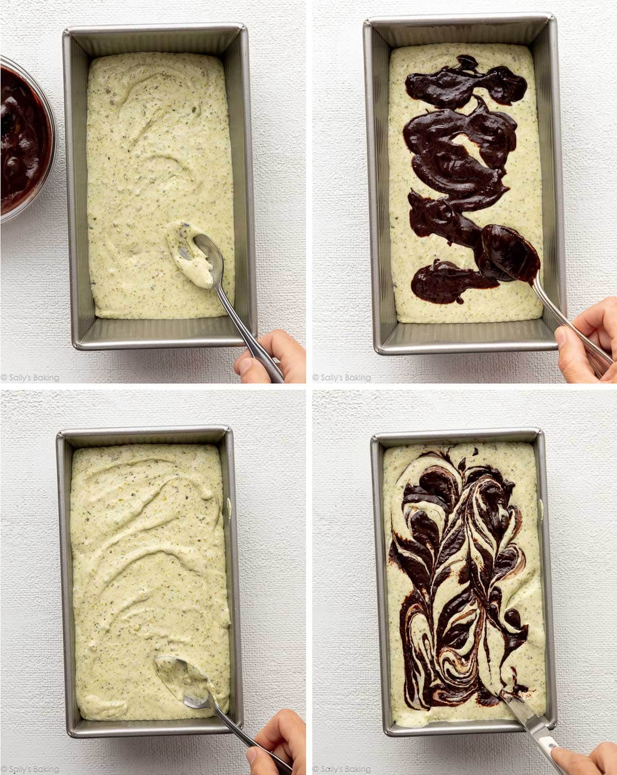 assembling no-churn ice cream in loaf pan.