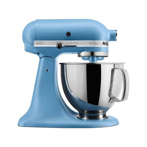 matte blue stand mixer.