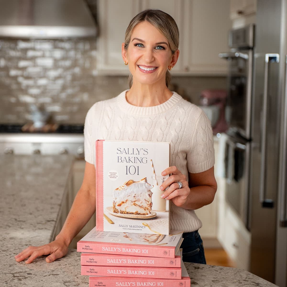Sally McKenney with Sally's Baking 101 cookbooks.