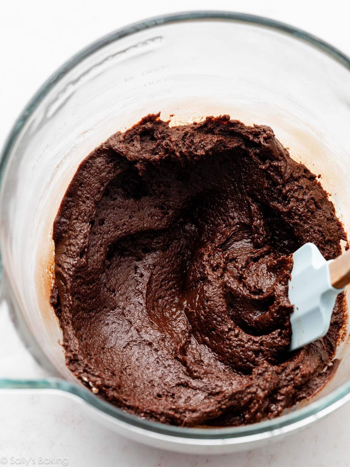 chocolate mixture in glass bowl.