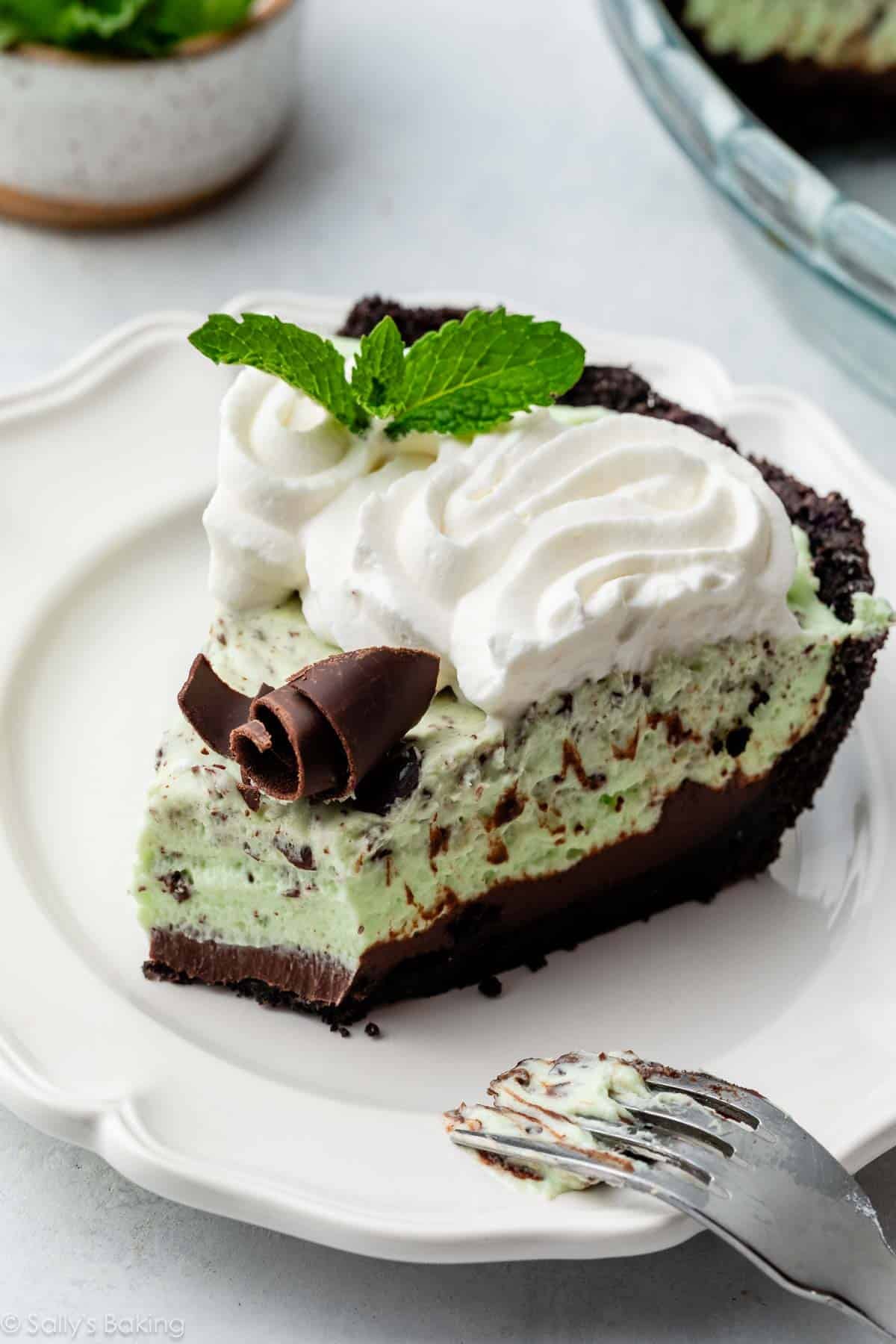 slice of creme de menthe pie on plate.