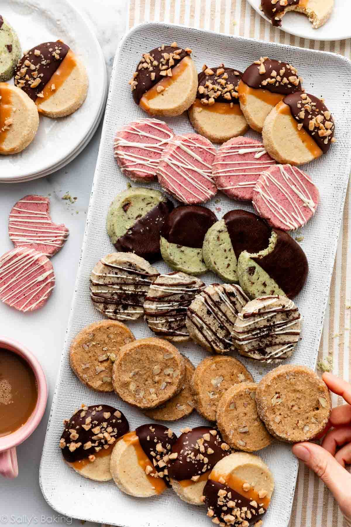 various flavors of slice and bake icebox cookies.