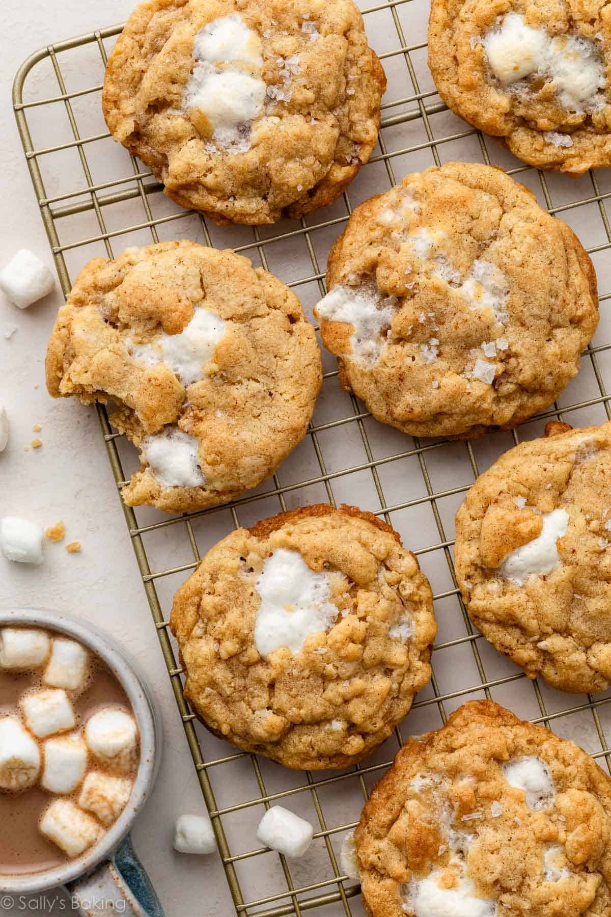 brown butter marshmallow crispy cookies with sea salt.