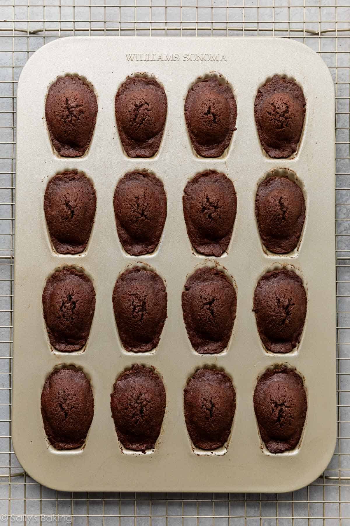 baked madeleines in madeleine pan.