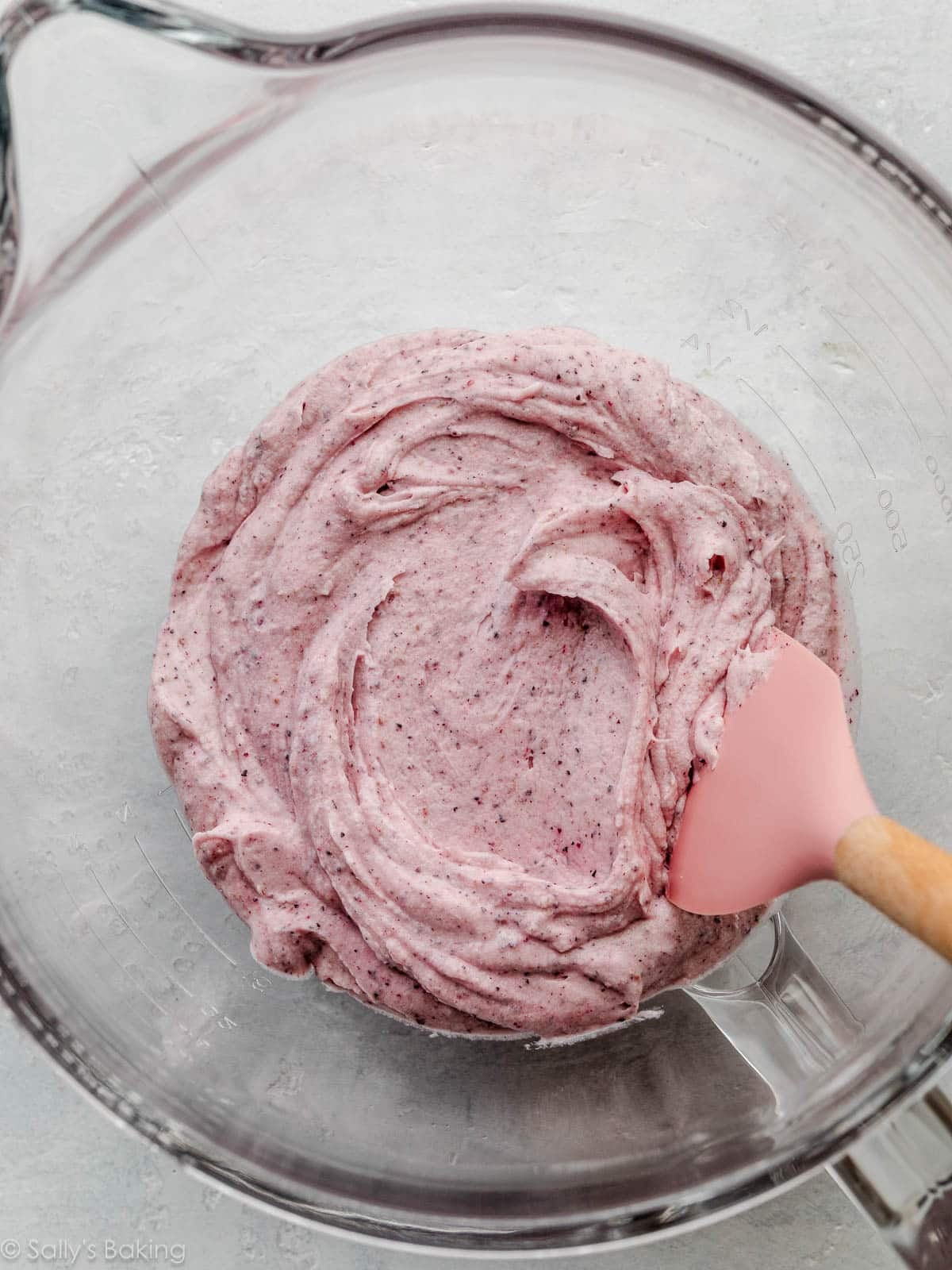 blueberry cream cheese frosting in bowl.