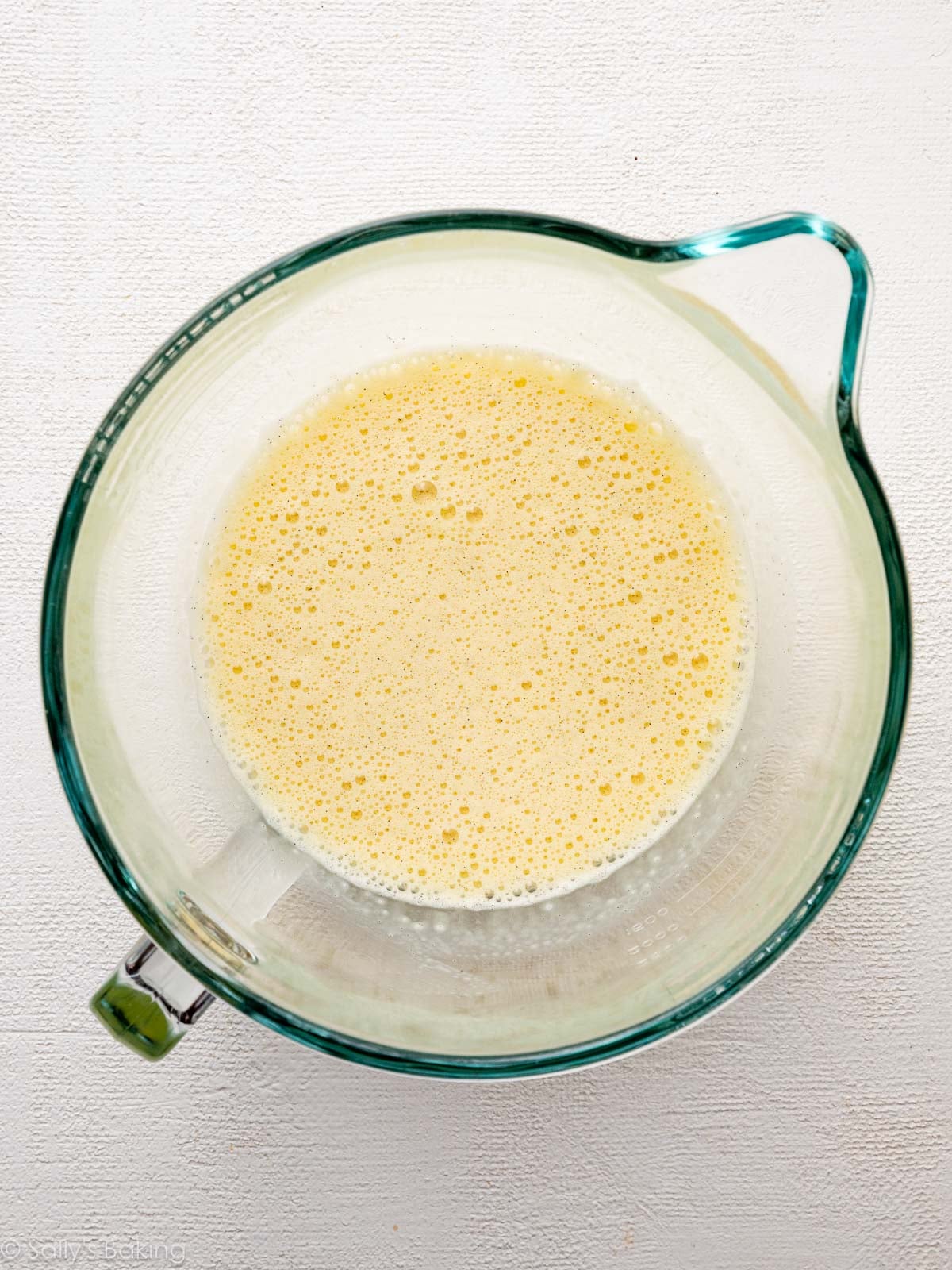 batter mixture in glass bowl.