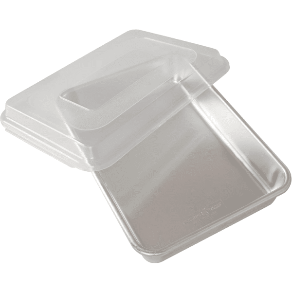 9x13-inch metal baking pan with lid.