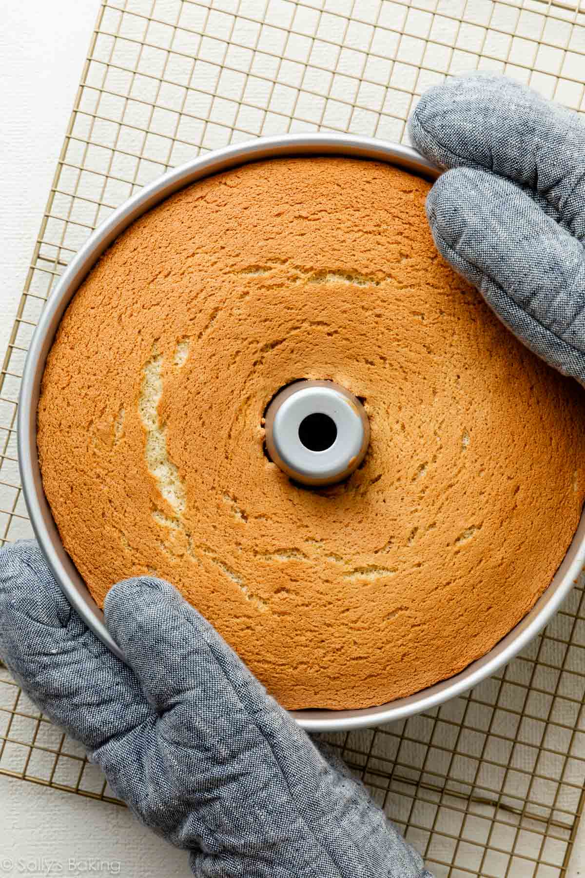 chiffon cake in tube pan.