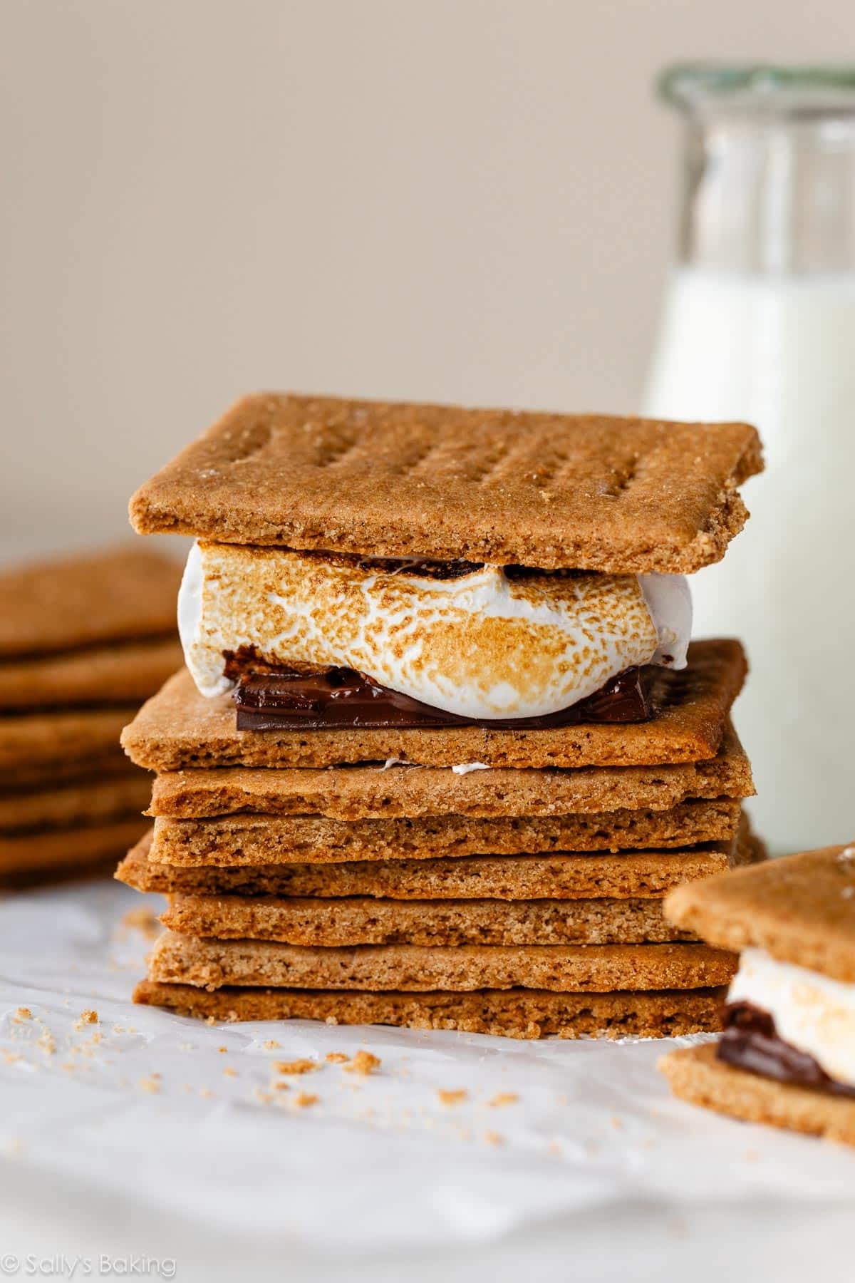s'more made with homemade graham crackers.